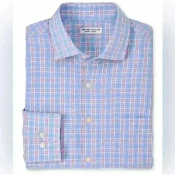 Peter Millar Men’s Plaid Button Down Sport Shirt Classic Fit, 2X - Picture 2 of 5